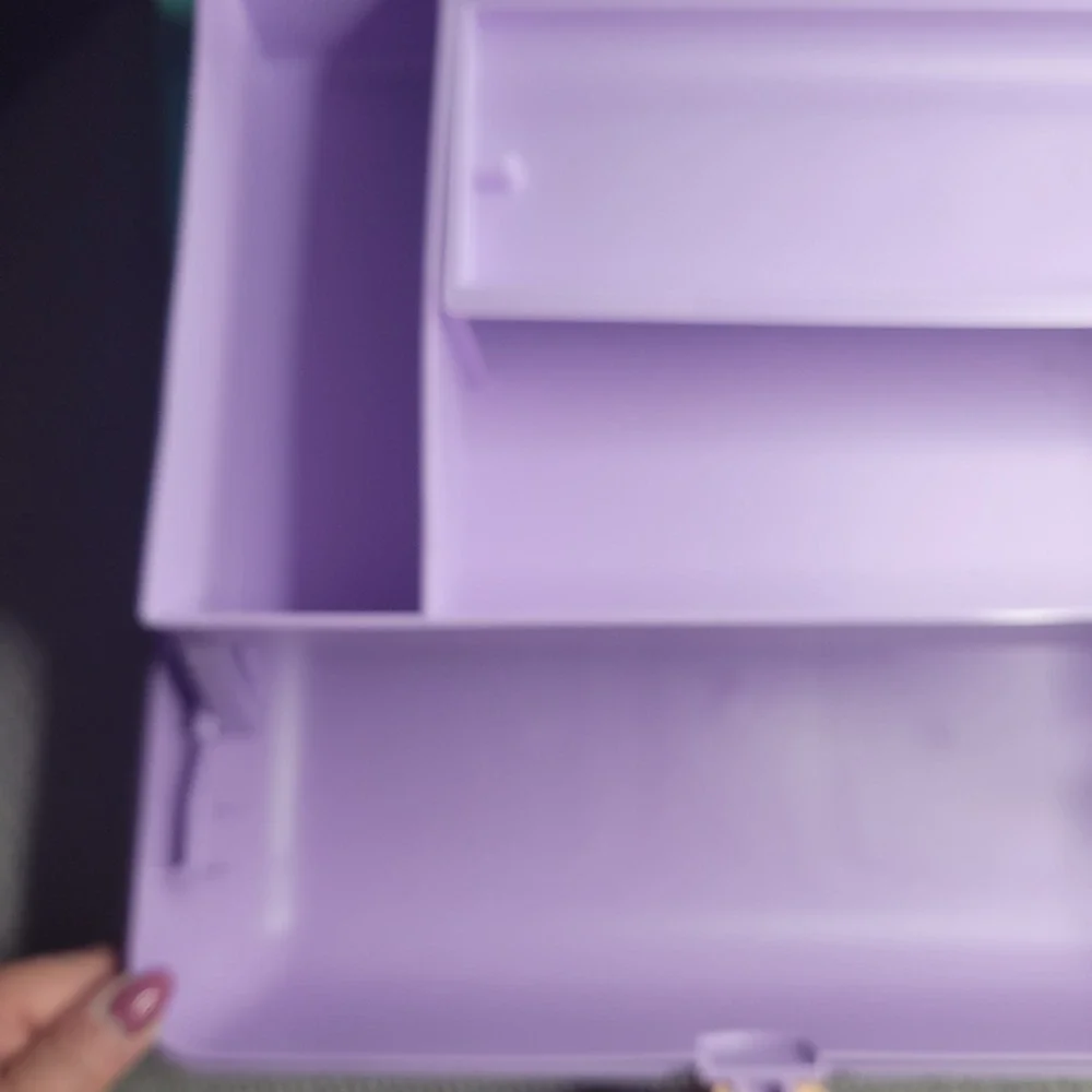 Vintage Caboodles Makeup Case Organizer Teal Lavender Pastel Mirror Storage Box